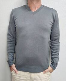 Men's Cold Weather Blouse | Men's Knit Sweater | Winter Knit Wool Pullover Long Sleeve V-Neck - 深灰色 - 查看 8