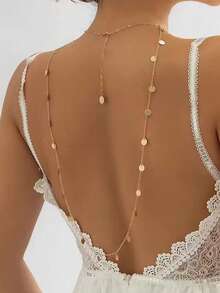 1pc Women's Minimalist Sequin Backless Chain Necklace, Metal Elegant Body Chain - W-xL194 Back Chain - View 1