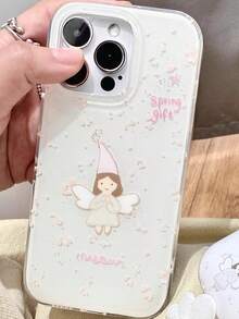 1 pieza Estuche de teléfono con ángel niña brillante y religioso, compatible con iPhone 16 Pro Max. Estuche de teléfono con impresión anti-caída y estilo femenino, compatible con iPhone 11/12/14/13/16, compatible con iPhone 15 Pro Max