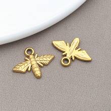2pcs Gold Stainless Steel Butterfly Bee Charms Metal Flying Incests For Jewelry Making Charms Bracelets Necklaces Crafts Crafting Accessories