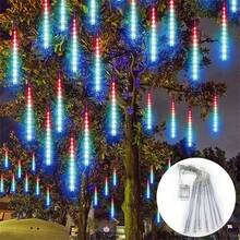 8-Tube LED Meteor Shower Christmas Tree Hanging Light, Battery Powered, Suitable For Christmas, Halloween, Wedding, Square, Street, Yard, Garden, Holiday Party Decoration Lighting - AA Battery Meteor Shower - View 10