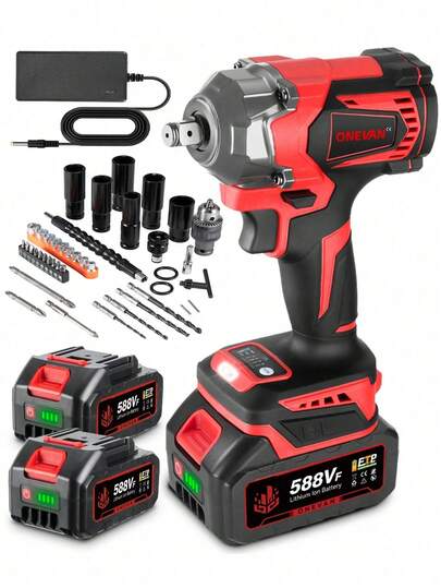 ONEVAN Electric Wrench 1/2" 1200Nm Brushless Impact Wrench Screwdriver Drill Driver Set