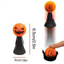 1pc, Halloween Pumpkin Head Bouncing Elf Medium-Sized Jumping Doll Finger Doll Bouncing Doll Giant Halloween Pumpkin Resin Decoration - Suitable For Indoor/Outdoor Festival Decoration Items, Halloween Decoration/Strange Pumpkin Design/Carved Texture, Halloween Decorations - Multicolor - View 5