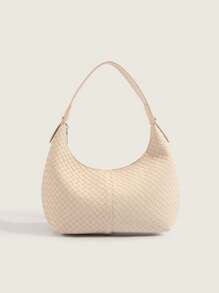 Bolso de hombro en forma de media luna tejido, diseño de nicho minimalista para debajo del brazo, bolso de mujer de pequeña capacidad y elegante, adecuado para chicas, damas, estudiantes universitarias, recién incorporadas al trabajo y trabajadoras de oficina, excelente para combinar con atuendos