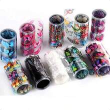 Butterfly Nail Foil Nail Art Stiker Nail  Flower Transfer Starry Sky Paper Olorful Nail Transfer Foils For Women Girls Fingernails Toenails Deorations-0346 - Bướm đầy màu sắc - Xem 6