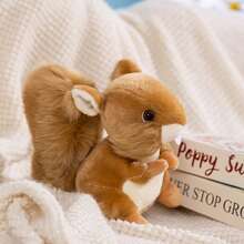 1 buc păpușă de pluș realistă cu veveriță, păpușă moale și pufoasă cu desene animate, pernă decorativă drăguță, cadou de ziua de naștere/Ziua Îndrăgostiților/Paște - Maro - Vizualizare 2