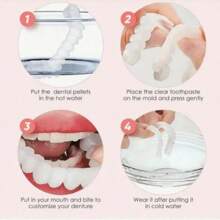 2pcs/4pcs Realistic Teeth Whitening Smile Dental Veneers Set (2pcs Includes 2 Dental Gel And Upper Teeth + Lower Teeth), One-Time Use, One Size Fits All