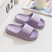 1 par de chanclas con suela gruesa y esponjosa para mujer, sandalias de playa de verano de EVA con suela suave y antideslizante, pantuflas para el baño y el hogar