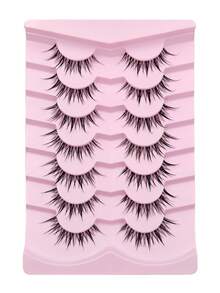 Sibeuna 7 Pairs New Cartoon Style Moist False Eyelashes, Create Natural Makeup Effect, Suitable For Daily Wear, Faux Mink, Fashionable Transparent Band, Lightweight And Flowy - 漫畫款濕睫毛 - 查看 6