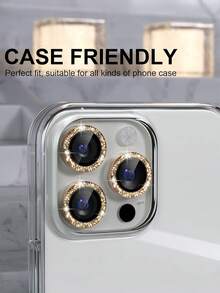 ZYONS 3pcs Camera Lens Protector Film, Compatible With IPhone 17 Pro Max/17 Pro/17 Air/17/16 Pro Max/16 Plus/16E/15 Pro Max/14/13/12/11, 9H Tempered Glass Camera Cover Screen Protector, Metal Ring Decorative Accessory (Gold) - Gold - View 3