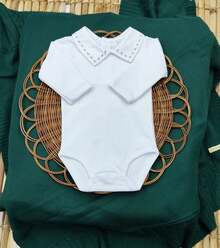 Maternity Leave Knitted Baby Jumpsuit - Dark Green - View 3