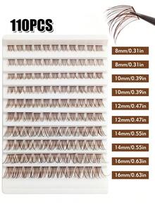 Rikuaild 110pcs Brown Cluster False Eyelashes, D Curl Density, Suitable For Natural Or Dramatic Makeup Effect, DIY Eyelash At Home - D - View 5