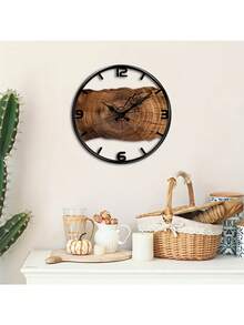 1 buc Ceas de Perete din Lemn - Ceas Digital Silențios și fără Ticăiat cu Design Inelar în formă de Copac, Decorațiune Rotund Modernă pentru Casa de Ziua Îndrăgostiților, Dormitor și Birou - Perfect pentru Cadouri de Ziua Îndrăgostiților, Cadouri de Crăciun, Decorațiune de Perete, Alimentat cu Baterii AA (Nu sunt Incluse), Ceas pentru Casa de Zi, Structură Durabilă din Lemn, Designer de Interior, Decorațiune pentru Cameră, Decorațiune pentru Acasă