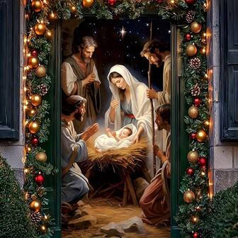 2D Flat Shiny Christmas Curtain - Polyester Fiber, No Power Needed, Holiday New Year Decor, Suitable For Indoor Celebration And Photo Booth