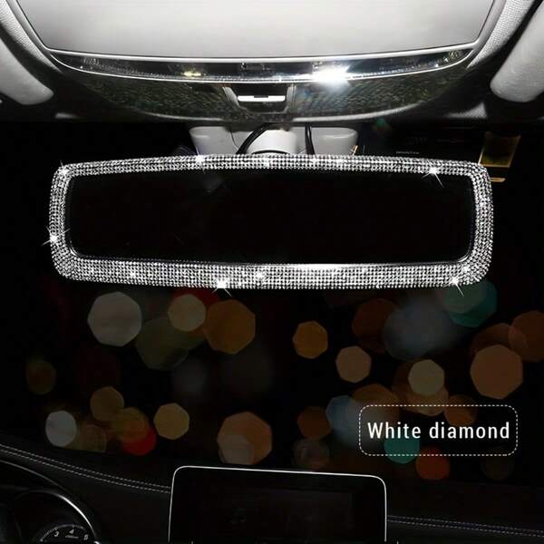 Rhinestone Decorated Car Rearview Mirror Cover, Creative Personalized Cute Accessory For Women