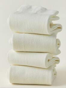 1/3/5/10/15/20 Pairs Women White Wide Mouth Comfortable Simple Maternity Socks, Moisture-Wicking Mid-Calf Socks