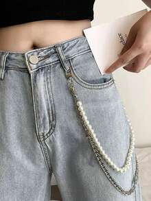 一款高端大气上档次的嘻哈朋克十字金属链条裤链，男士摇滚牛仔裤腰链