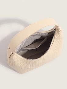 Bolso de hombro en forma de media luna tejido, diseño de nicho minimalista para debajo del brazo, bolso de mujer de pequeña capacidad y elegante, adecuado para chicas, damas, estudiantes universitarias, recién incorporadas al trabajo y trabajadoras de oficina, excelente para combinar con atuendos