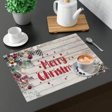 1 pieza/4 piezas/6 piezas Manteles individuales de lino con estampado de copos de nieve y árboles de Navidad, decoración navideña, adecuados para mesa de comedor, todo el año, manteles de mesa modernos y lavables, decoración del hogar, manteles individuales, posavasos, alfombrillas de cocina y comedor, decoraciones de fiesta interior y exterior, regalo ideal