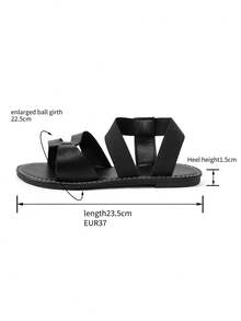 Women's Flat Sandals, Fashion Criss-Cross Elastic Band, Breathable And Loose-Fit, Wide For Large Feet, Casual Outdoor Simple And Lightweight Versatile Elegant Sandals Wide Fit,Travel Essentials For Summer - Black - View 8