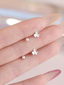 1 chiếc khuyên rốn hình cỏ bốn lá bằng bạc Sterling S925, khuyên rốn dạng tạ dành cho nữ, trang sức xỏ khuyên cơ thể hình ba lá. - Móng rốn đơn - Xem 8