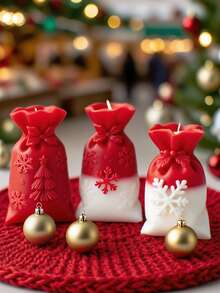 1 件圣诞礼品袋 3D 蜡烛硅胶模具，适用于 DIY 香薰蜡烛、石膏工艺品和树脂艺术 - 柔软且可重复使用，非常适合节日礼物和入口装饰 - 硅胶模具 - 白色 - 查看 3