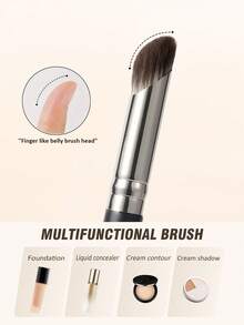 1 件斜角遮瑕刷，专业遮瑕化妆工具，适用于液体霜遮瑕 - 黑銀色 - 查看 2