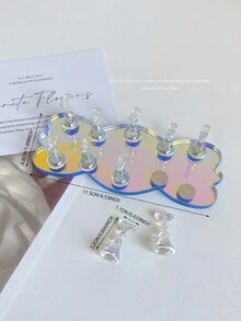 Soporte para práctica de arte de uñas con punta larga de acrílico y cristales, decoración de uñas vintage de flores de resina y cristal, uso en casa y salón, adecuado para madres, hermanas, esposas, amantes, bodas