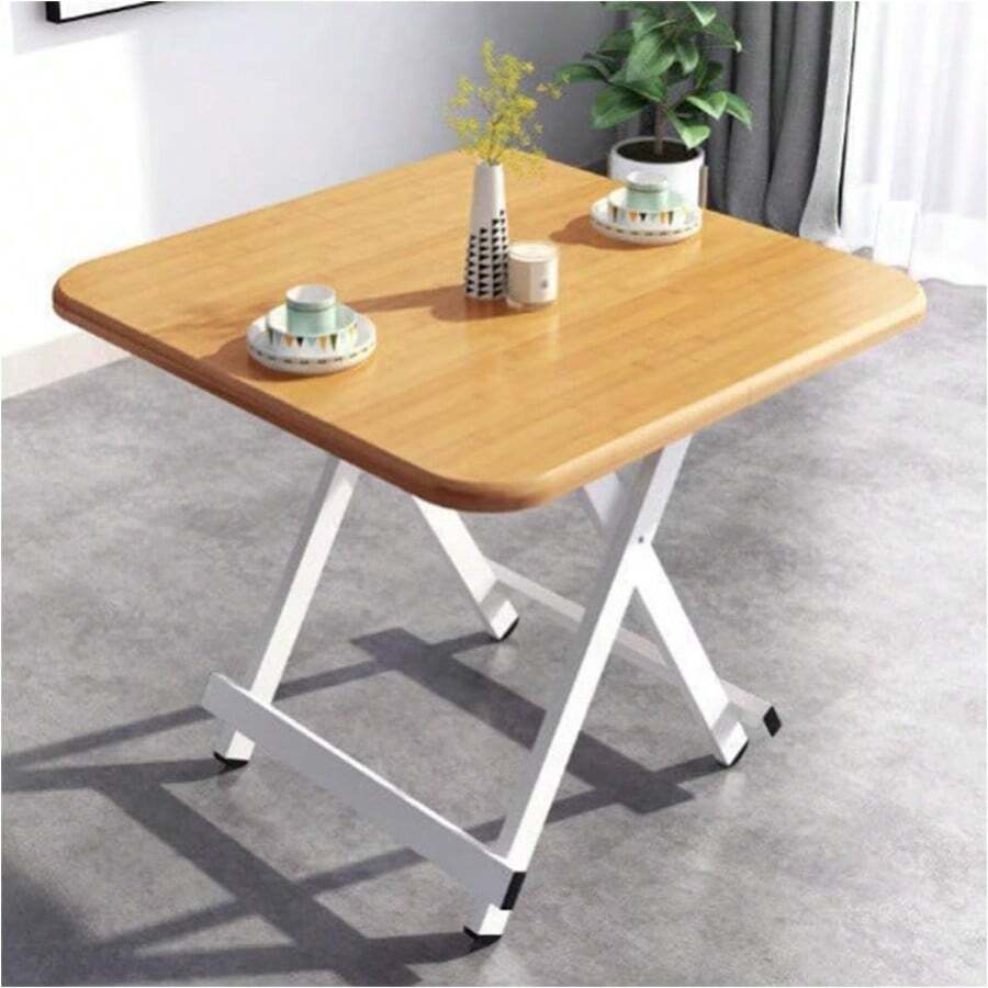 Sythdio Myth ダイニングテーブル 折り畳みデスク 約70×70×74cm 木目調 コンパクト テーブル 省スペース 組み立て不要 折りたたみ 食卓 勉強机 作業台 ダークブラウン - 竹模様 - チェックする 1