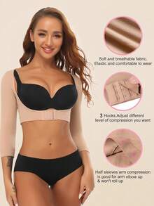 Women Compression Sleeves Tops Upper Arm Shaper Shapewear  Undershirts Arm Shaping Breast Lift Up Corset - Màu be - Xem 6
