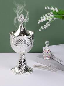 1 Peça/1 Conjunto Queimador de Incenso/Suporte de Incenso de Ferro Fundido Simples e Elegante. Com Tampa, Queimador de Aromaterapia, Decorações, Queimador de Bakhoor, Decoração para Casa.