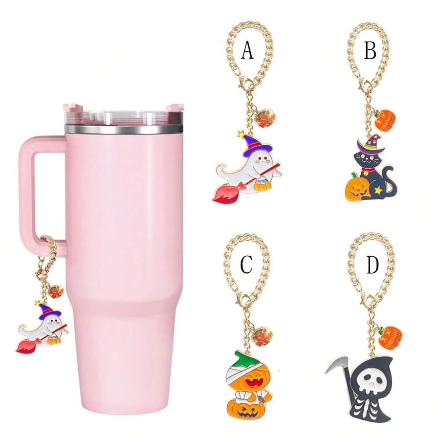 1 pezzo Ciondolo a tema Ognissanti per borraccia, decorazione pendente con fantasma, zucca e mago, adatto per borracce da 30oz e 40oz, accessori per tazze, regalo per feste di Ognissanti