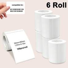 6 卷 50x80mm 标签 M110 标签白色 M220 标签（1.96 英寸 X 3.15 英寸）适用于 M220 M200 M221 M110 标签打印机，方形热敏标签兼容 Phomemo M110 M220 M221 M200 标签机 - 100 个标签/卷，适用于学校用品，返校 - 白色 - 查看 7