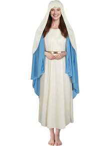 1pc Virgin Mary Costume Adult Robe For Women Easter Halloween Cosplay - 白色 - 查看 1