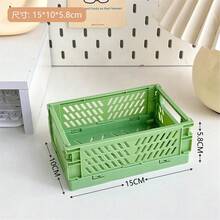 Plastic Foldable Storage Box, Foldable Basket, Stackable Cute Makeup, Jewelry, Toy Storage Box, Portable Plastic Stackable Foldable Stationery Storage Box, Minimalist Cute Student Office Desk Organizer - Multicolor - View 17