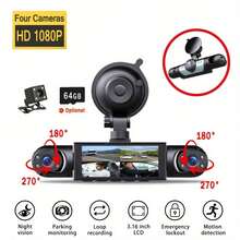 1pc 360° 3/4-Channel Car Dash Cam - Front 1080P & Rear/Left/Right 720P, 3.16" IPS Display, Night Vision, 24H Parking Mode (G-Sensor/Motion Detection),  Music Player, Supports 64GB Card - Four -way display - View 1