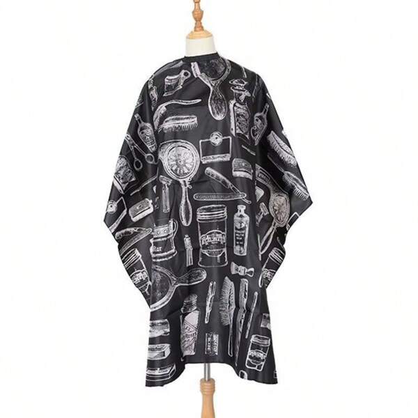 Professional High Quality Hair Cutting Cape With Adjustable Neck Closure & Anti-Static Fabric - Stylish Black And White Barber Tools Pattern - Perfect For Salon And Home Use, Home Haircut Tools | Stylish Barber Pattern | High Quality Fabric, Barber Accessories