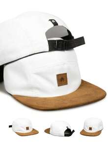 ANTH CO Original Five 5 Panel Cap - White Suede: Anth Co Straight Brim Adjustable Ribbon Lightweight Maximum Comfort Super Quality - Blanco - Ver 2