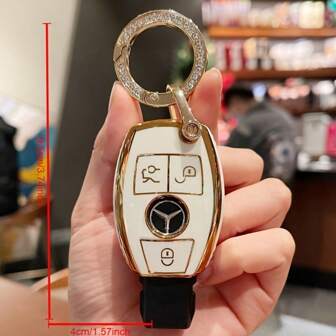 TPU Electroplated Key Fob Cover Suitable For Mercedes-Benz A/B/C/E/S-Class W204 W205 W212 W213 W176 GLC CLA AMG Models