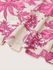 女式无袖印花腰喇叭裙搭配针织开衫，浪漫波西米亚花卉印花度假装套装 - 玫紅色 - 查看 2