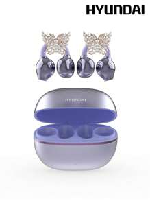 HYUNDAI HYUNDAI EarclipC7 modische Bluetooth-Ohrhörer mit rosafarbenen Schmetterling-Ohrhörer-Accessoires, Clip-On-Ohrhörer für Sport, Musik, Gaming, geringe Latenz, lange Akkulaufzeit, HD-Anrufe mit Mikrofon, IP45 wasserdicht, bequemes Tragen, keine Ohrringe zum Durchstechen, modisches Accessoire, Geschenk für Frauen