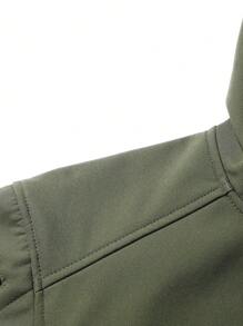 Men's Fashion Multi-Pocket Fleece Lined Windbreaker Jacket - Polyester, Zipper Pockets For Convenience, Adjustable Cuffs, Suitable For Autumn/Winter Hiking, Fishing, Outdoor Activities