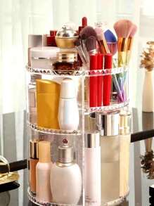 Organizador de maquillaje giratorio grande, Almacenamiento de brochas de Perfume, para tocador de baño, 360 Transparente - Multicolor - Ver 3