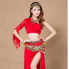 Women's Wavy Belly Dance Waist Belt & Hip Scarf, Women's Sweet Belly Dance Coin Hip Wrap Skirt - Multicolor - View 22
