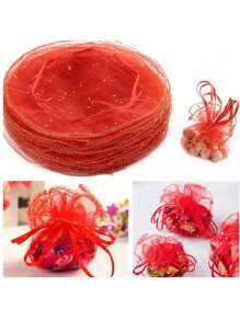 100 piezas Bolsas de regalo redondas de organza, diámetro de 26 cm, atadas en forma de flor, adecuadas para empaquetar regalos de Navidad, bolsas de caramelos de Halloween, bolsas de recuerdos de boda, embalaje de joyas, bolsas de caramelos con cordón. 10 piezas de bolsas de regalo redondas de organza, diámetro de 26 cm, atadas en forma de flor, blancas - para empaquetar regalos de Navidad, bolsas de caramelos de Halloween, bolsas de recuerdos de boda