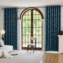 Thermal Insulated Blackout Curtain (1 Piece), Size 140x260 cm, Ideal for Bedrooms, Living Rooms, and Other Home Spaces, Perfect for Families in Need of Better Privacy and Temperature Regulation. - Blau + heißes Silber - Übersicht 1