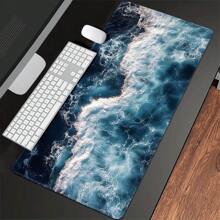 Extra große Mausunterlage mit Meereswellen-Motiv, Gaming Schreibtischunterlage, große Tastaturunterlage, waschbar, Gummiboden rutschfest, umsäumter Rand, Geschenk Mausunterlage, Schreibtischschutz, Schreibtischunterlage, in verschiedenen Größen erhältlich, Computertastaturunterlage, Laptopunterlage, für Schulbedarf, Rückkehr zur Schule