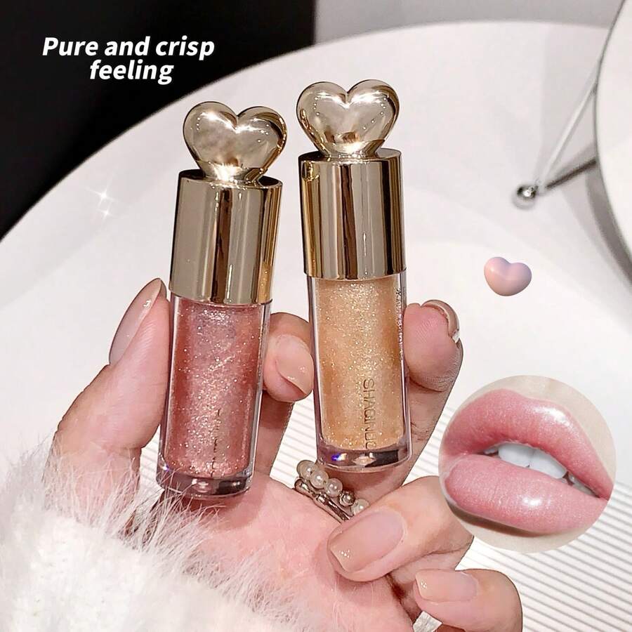 1 件保湿闪亮闪亮唇彩，心形冰淇淋唇彩，光泽唇妆，多功能日常唇部化妆品