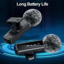 三合一无线领夹式麦克风适用于手机 iPad TypeC 领夹式麦克风即插即用 2.4G 超低延迟内置降噪芯片工作时间用于视频录制采访播客 Vlog