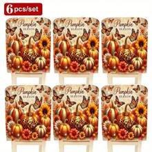 1pc/4pcs/6pcs/10pcs Autumn Series Pumpkin & Floral Butterfly Pattern Plush Chair Cover, Removable Short Plush Material Chair Slipcover, Chair Back Protector Cover, Suitable For All Seasons, Holiday Decor Chair Cover, For Dining Room, Living Room, Home Chair Protection, With Back Protection, Applicable To Dining Room, Office, Living Room, Hotel And Home Decor